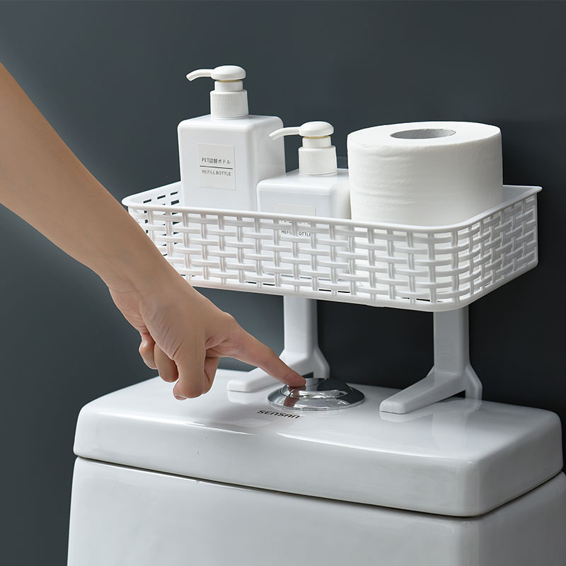 Free Punch Bathroom Shelve Wall Wall-mounted Makeup Room Supplies Suction Wall Toilet toilet Plastic containing shelf