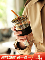 Net Red Polar Light Water Glass Straw Cup for men and women Home High face value High level Sensation Coffee Students Drink Water Cups
