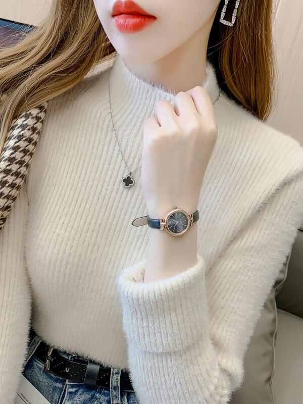 Mink Fur Sweater for Women, New Autumn and Winter Style, Thickened and Fleece-Lined Base Layer, Inner Knit Top, Integrated Fleece Trendy Sweater for Women