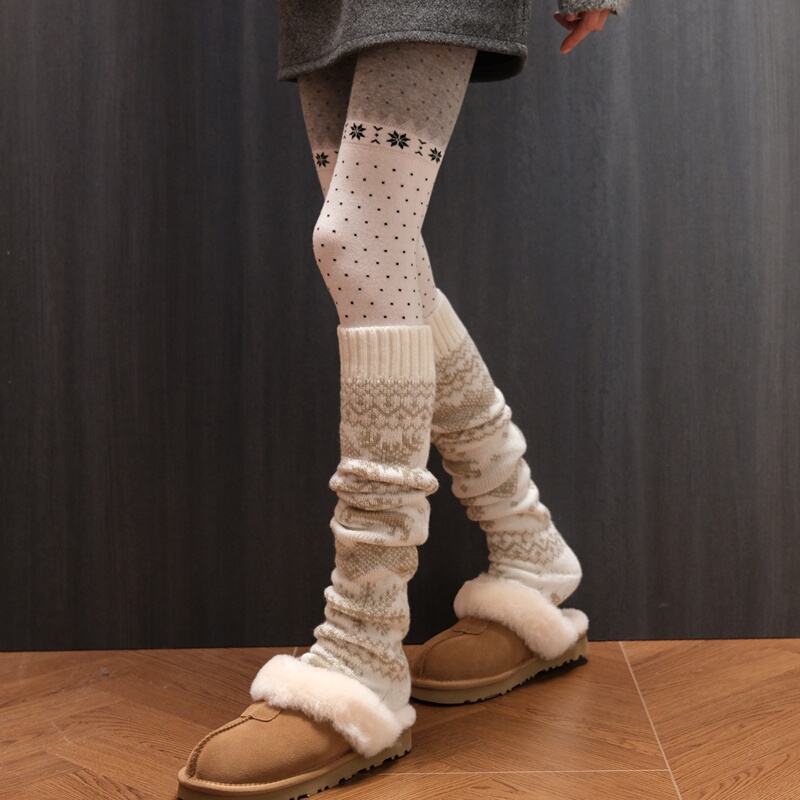 Warm Velvet Snow-Like Texture | Fair Isle Pattern Sock Set for Layering, Autumn and Winter, Lazy and Relaxed Hokkaido Style, Warm Long Socks