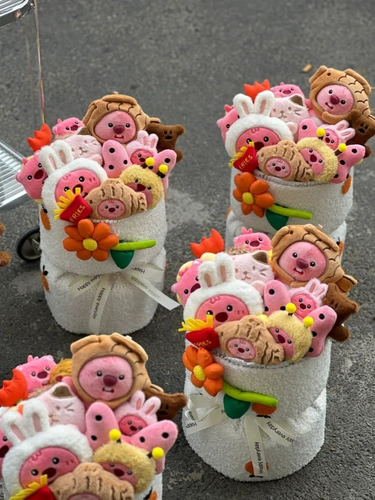 Рождественская милая кукла, букет, подарок на день рождения, енот