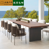 Outdoor solid wooden table and chair outdoorsOutdoor garden casual garden chair villa sample room Balcony anti-corrosion wood furniture