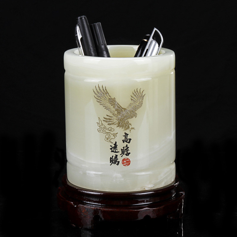 Jade Pen Holder Swing Piece Art Creative Minimalist Modern Office Desktop Upscale Decoration Teacher's Festival Gift customization