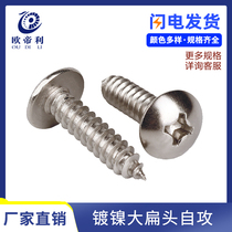 TA nickel color cross large flat head self-tapping screw Mushroom head umbrella head wood tooth self-tapping nail wood screw M3M4M5M6