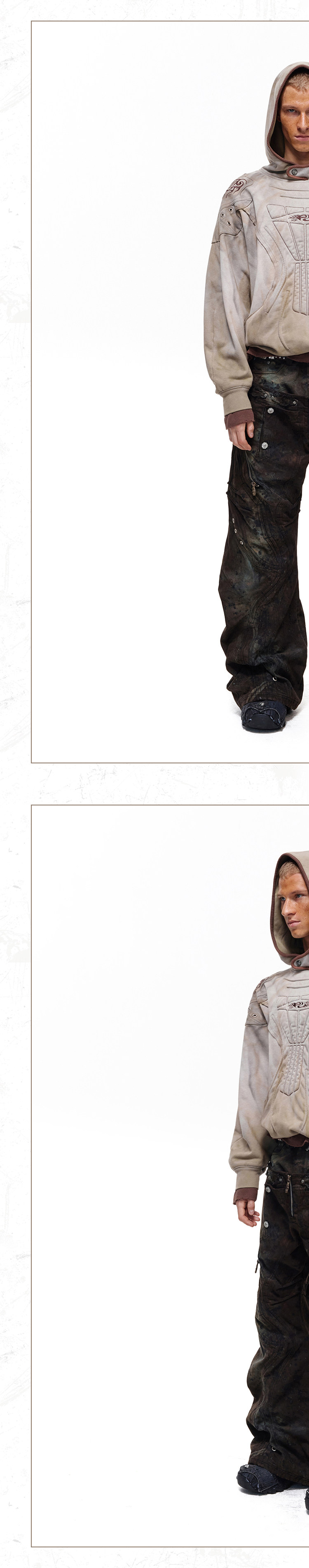 PERSONSOUL Terracotta Armor Distressed Shield Hoodie