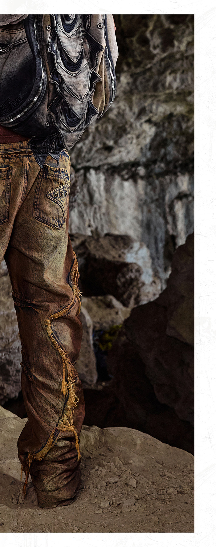 PERSONSOUL Curved Stacked Studded Jeans