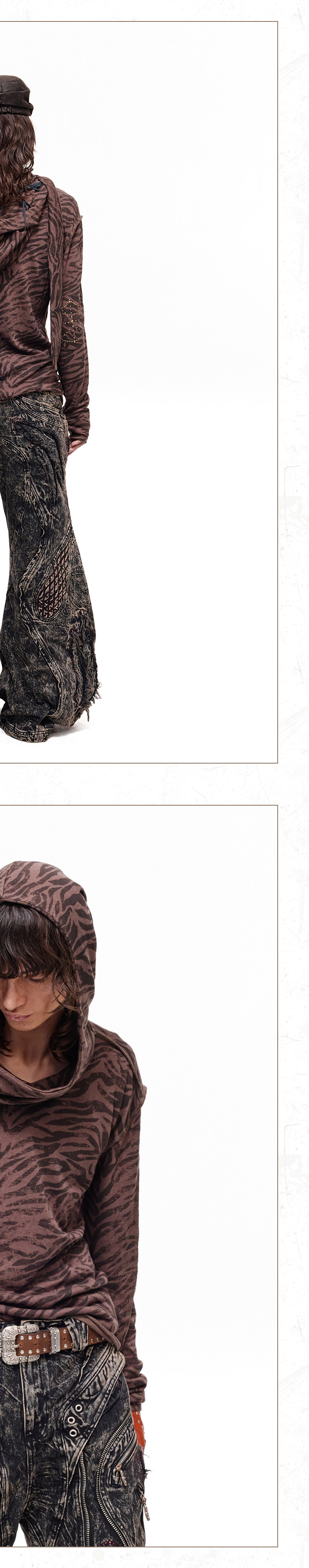 PERSONSOUL Wild Camo Zebra Print Hoodie