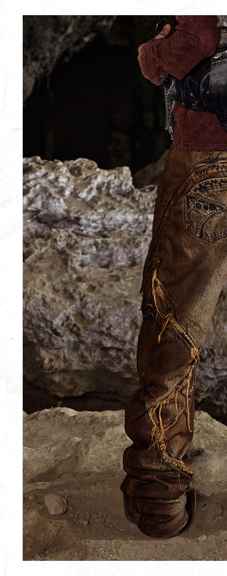 PERSONSOUL Curved Stacked Studded Jeans