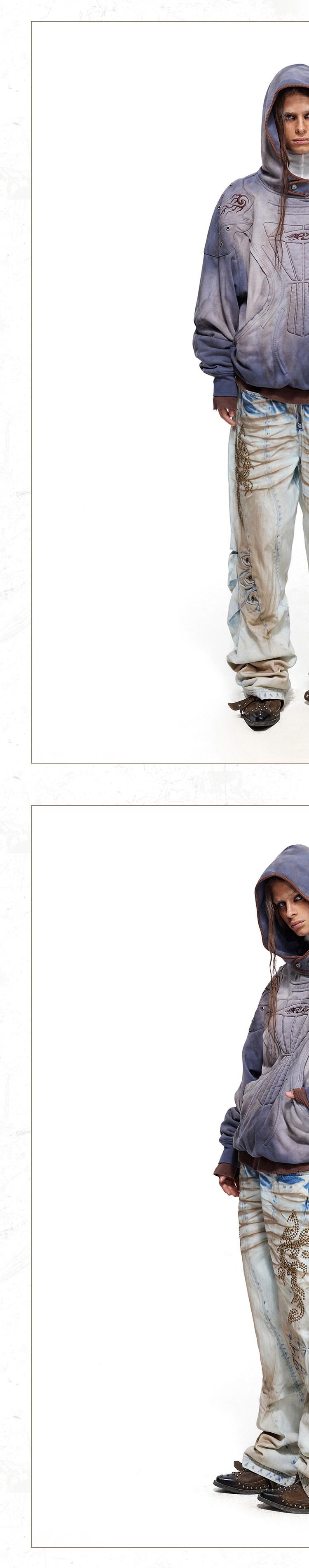 PERSONSOUL Terracotta Armor Distressed Shield Hoodie
