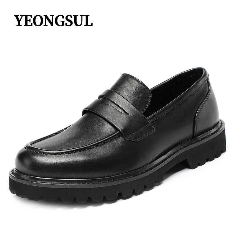 Thick Solar Shoes Men with Penny Fu Shoes Men Englishleather Leisure Shoes Englishfoot Slowfeet Shoes