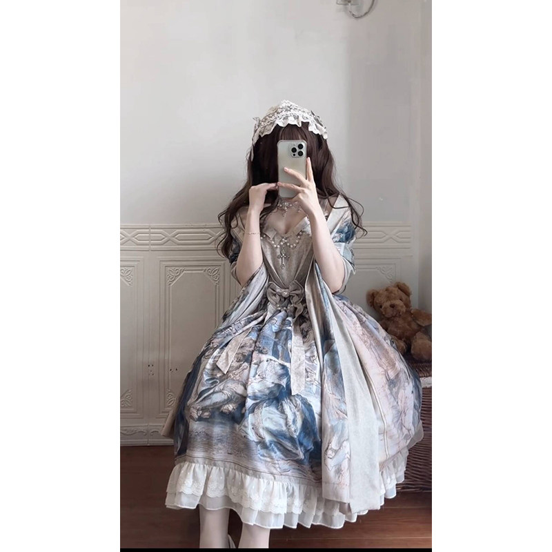 甜美优雅油画Lolita吊带JSK连衣裙,公主风来袭!_lolita洛丽塔_淘宝游戏网