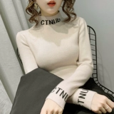 Бархатный приятный телу демисезонный удерживающий тепло флисовый лонгслив, высокий воротник, с вышивкой, облегающий крой