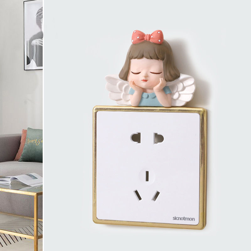 Cute light and luxurious baby Lolly switch with protective sleeve Decorative Wall Stickup Socket Beautify Shade cover Cover Sticker Shade