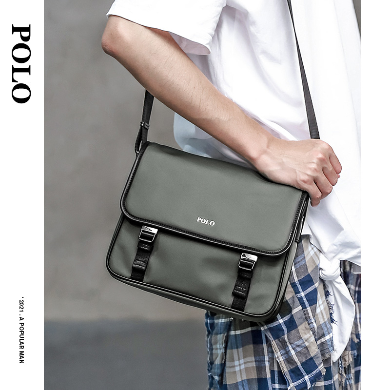 Polo shoulder bag men's summer large-capacity trend men's Messenger bag fashion horizontal section business nylon cloth Messenger bag