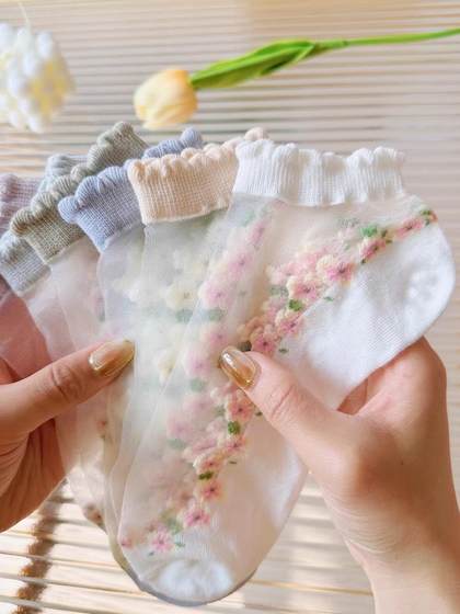 얇은 스타일 카드 스타킹 여름 레이스 크리스탈 보트 양말 통기성 땀-흡수 양말 봄과 여름 얇은 양말 여자 양말 보트 양말