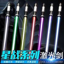 Childrens seven-color laser sword toy two-in-one induction retractable splicing fluorescent stick boy and girl sword toy
