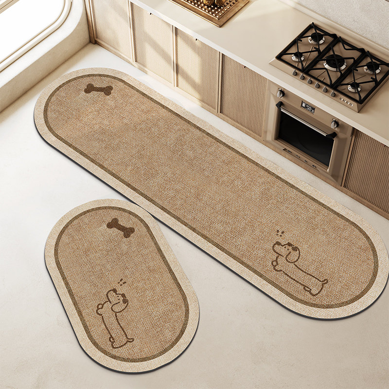 Wabi-sabi animal kitchen special floor mat 2025 new technology velvet anti-slip and dirt-resistant foot mats can be wiped and washed-free carpets