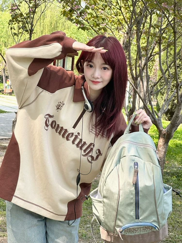 Брендовая сумка через плечо, вместительный и большой рюкзак, в американском стиле, с вышивкой, коллекция 2023, в корейском стиле, Южная Корея, подходит для студента