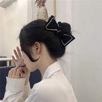 Net red gold velvet hair hoop black bow hairclip hair cord female back head rope temperament Hairband