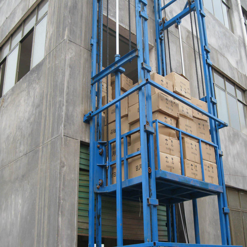 Rail hydraulic cargo terracter plant warehouse monorail double track lifting platform electric small room inside and outside goods lift