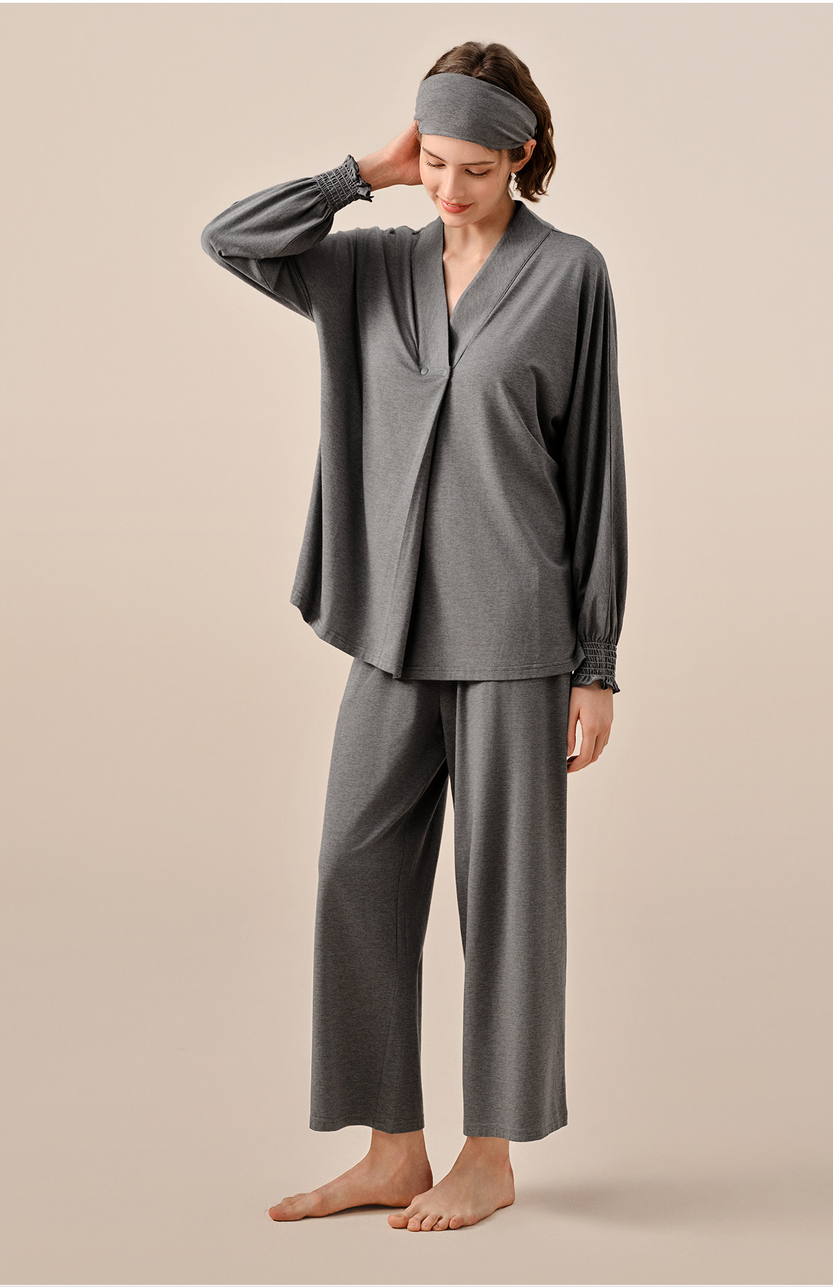 sohiwoo曦物月子服孕产妇秋款哺乳睡衣外穿天竹棉吸汗家居服套装 — 38