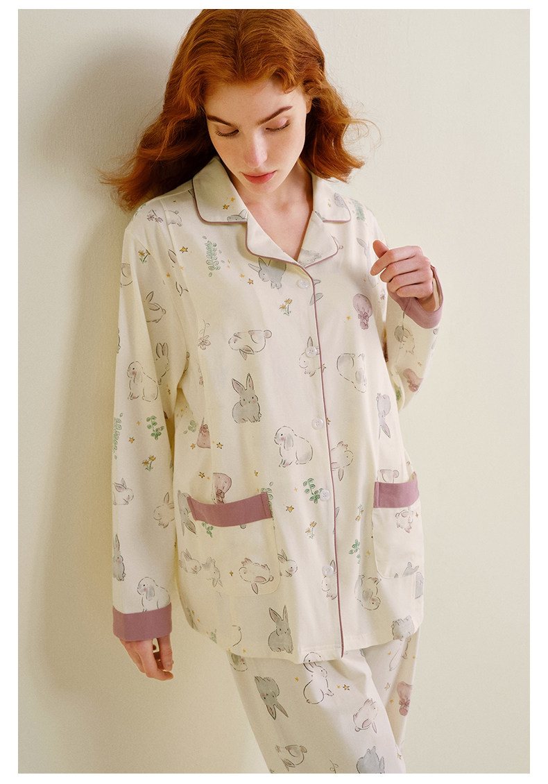 sohiwoo曦物月子服秋冬季纯棉吸汗睡衣孕妇产后哺乳家居服11月份 — 24