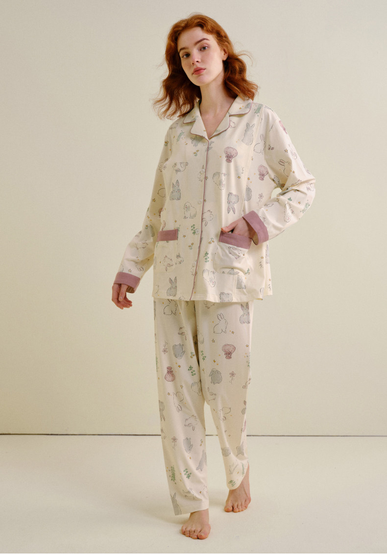 Sohiwoo Postpartum Clothing Autumn and Winter Style Pure Cotton Sweat-Absorbent Pajamas for Pregnant Women Special Postpartum Nursing Home Clothes — 8