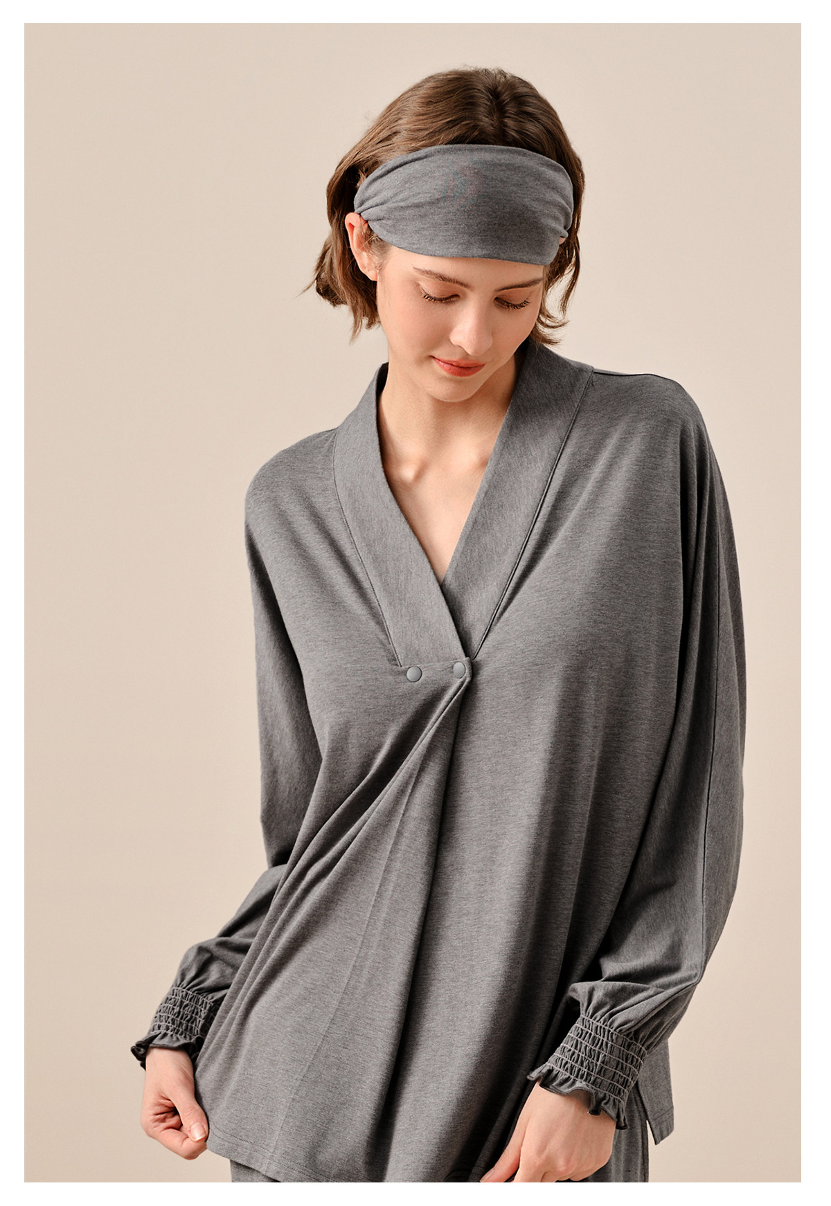 sohiwoo曦物月子服孕产妇秋款哺乳睡衣外穿天竹棉吸汗家居服套装 — 59