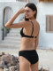 Black Wire-Free Small Bust Push-Up High-End Bikini Swimsuit, Feminine Three-Point Split Triangle Hot Spring Swimwear
