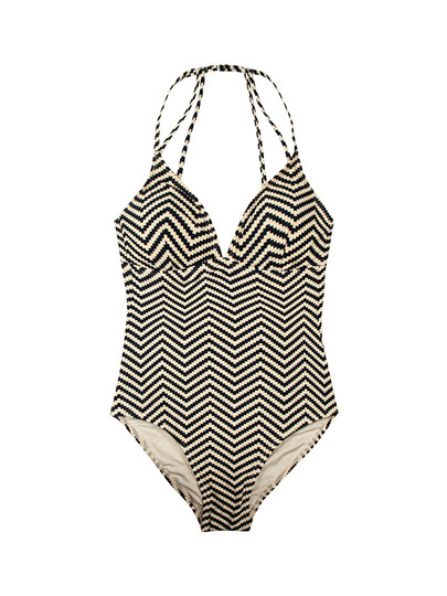 New Sexy Retro Small Bust Push-Up Wireless Striped Triangle One-Piece Swimsuit for Women, Backless, Tummy-Concealing, Slimming, Beach-Ready
