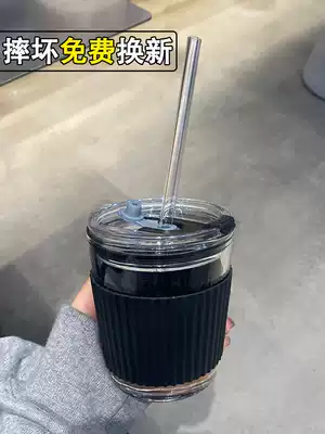 High facial value glass straw water cup Portable 2020 new trendy cup ins wind coffee cup cold brew cup women's summer