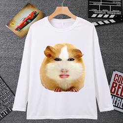 Pig Girl Expression Pack Print Long sleeves Male T-Shirt Female Cute Guinea Pig Fairy Down to the Netherlands Pig Xiaoqu Strange Student