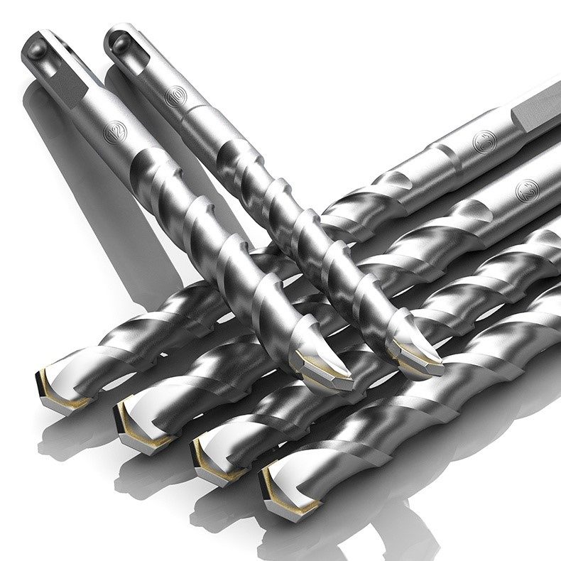 Round handle square handle impact drill electric hammer drill through wall drill Two-pit two-groove round head 4-pit square head drilled concrete to turn heads