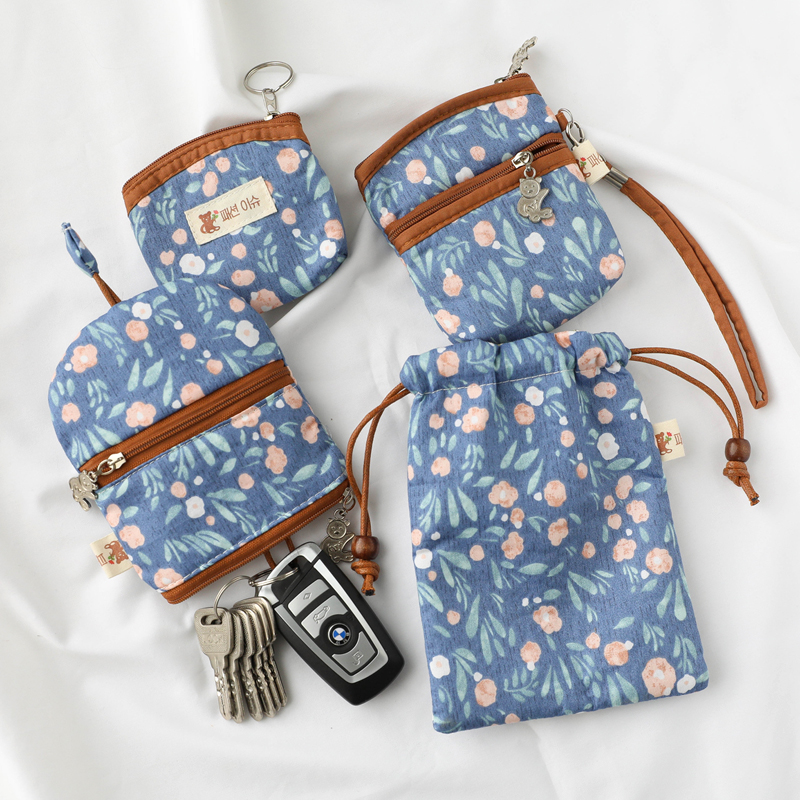 Chengnan flower has opened small fresh floral fabric Apple mobile phone bag female messenger floral fabric bag pocket purse