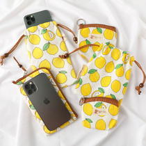 Cloth Art Lemon Han Prints COTTON FABRIC WOMAN ZERO WALLET DRAW ROPE MOBILE PHONE BAG MULTIPLE YOUTH KEY BAG CARD BAG