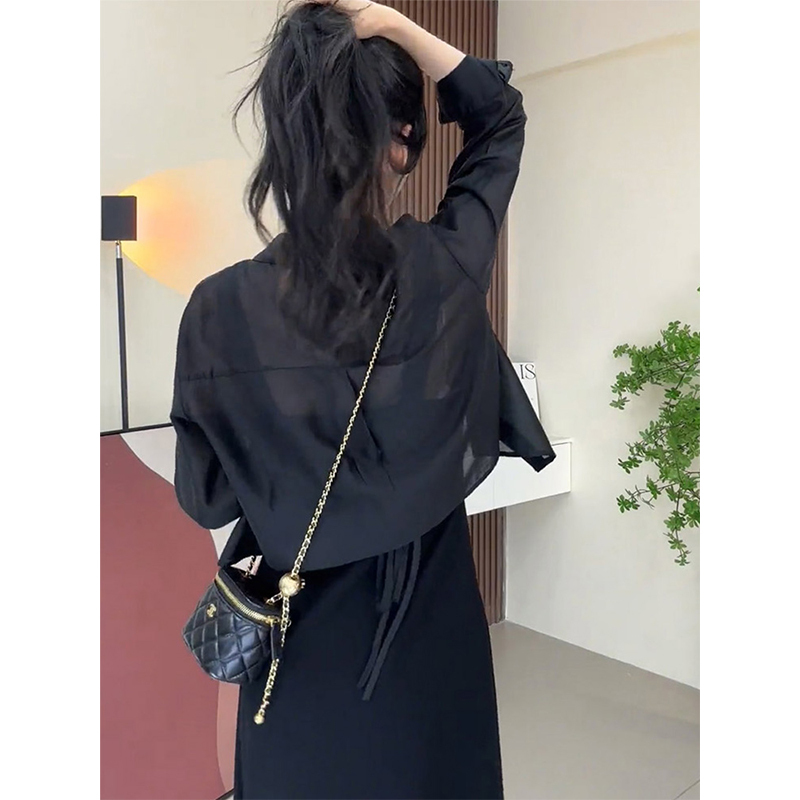 Chiffon Sun Protection Cardigan, Thin Style for Women, Paired with a Long Slip Dress, Outerwear Cover-Up, Summer Sheer Ice Silk Small Shawl Top