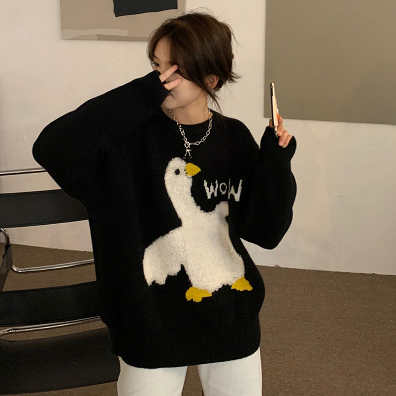 Cartoon 3D Duck Mid-Length Sweater 2026 Autumn and Winter New Women's Designer Niche Knit Top