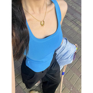 Dopamine Thai-Style Niche Knitted Camisole for Women, Summer Inner Wear, Covers Side Breasts, Slimming, Sleeveless Tight-Fitting Top for Outer Wear