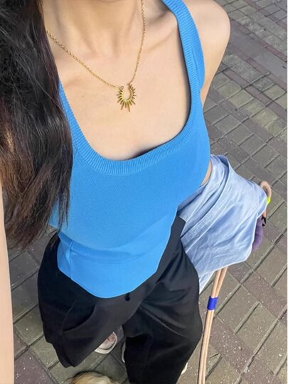 多巴胺泰式小众针织吊带背心女夏内搭遮副乳显瘦外穿无袖紧身上衣