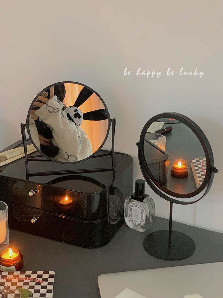 High face value ins wind small mirror Cosmetic Mirror Table Top Livable students Home Desktop Dresser Dorm Dorm Dorm Single Mirror 