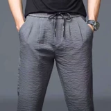 Мужские шелковые летние ультратонкие тонкие спортивные рабочие штаны, большой размер, оверсайз, свободный прямой крой