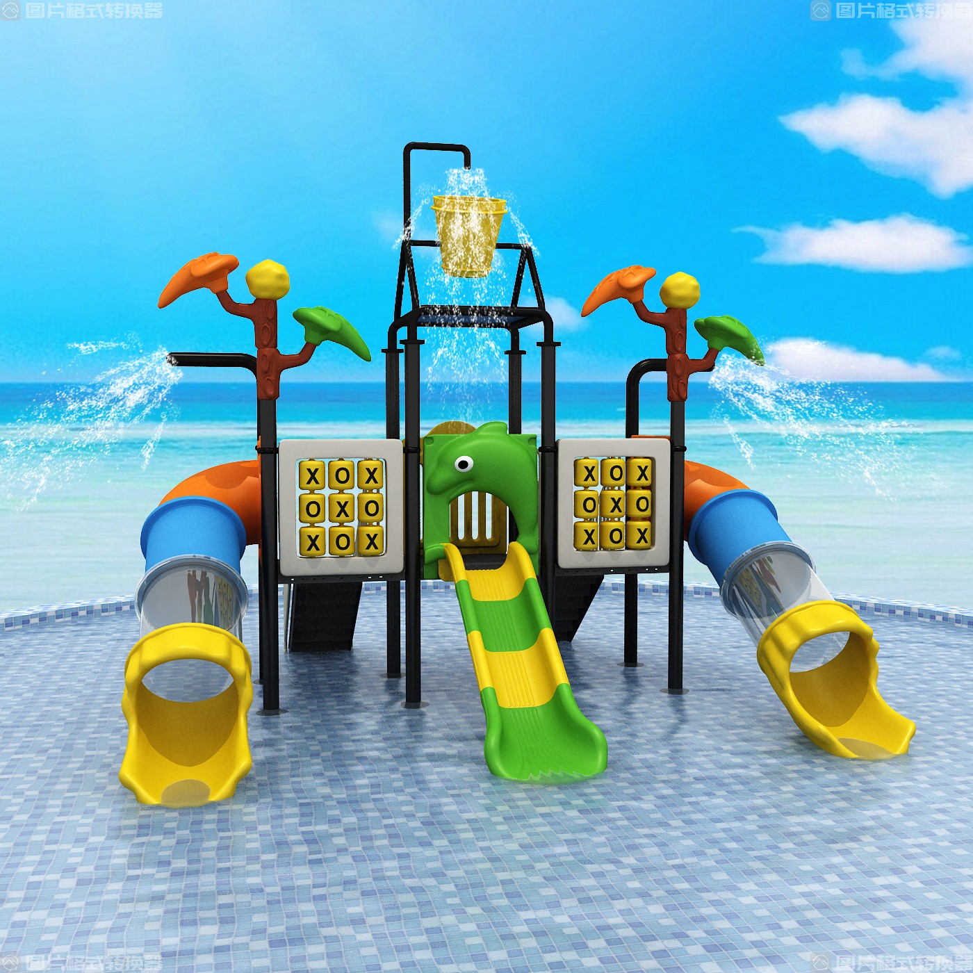 Large water children's park indoor kindergarten slide plastic cottage swimming pool theatre equipment