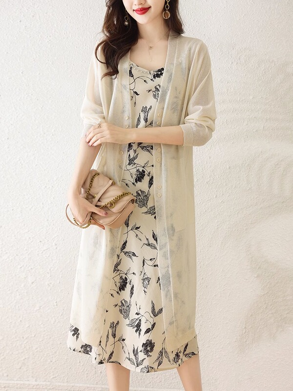 Mid-Length Ice Silk Knitted Cardigan for Women, Early Autumn Outerwear, 2026 New Style, Sun Protection Shawl, Thin, Slimming Long-Sleeved Jacket Mid-Length Ice Silk Knitted Cardigan for Women, Early Autumn Outerwear, 2026 New Style, Sun Protection Shawl, Thin, Slimming Long-Sleeved Jacket