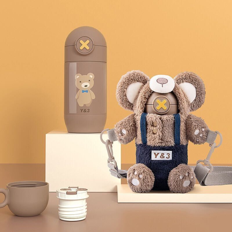 Cute Plush Insulation Cup Straw Female Student Bear Adult Water Cup Girl Heart Trend Korean Portable Cup New
