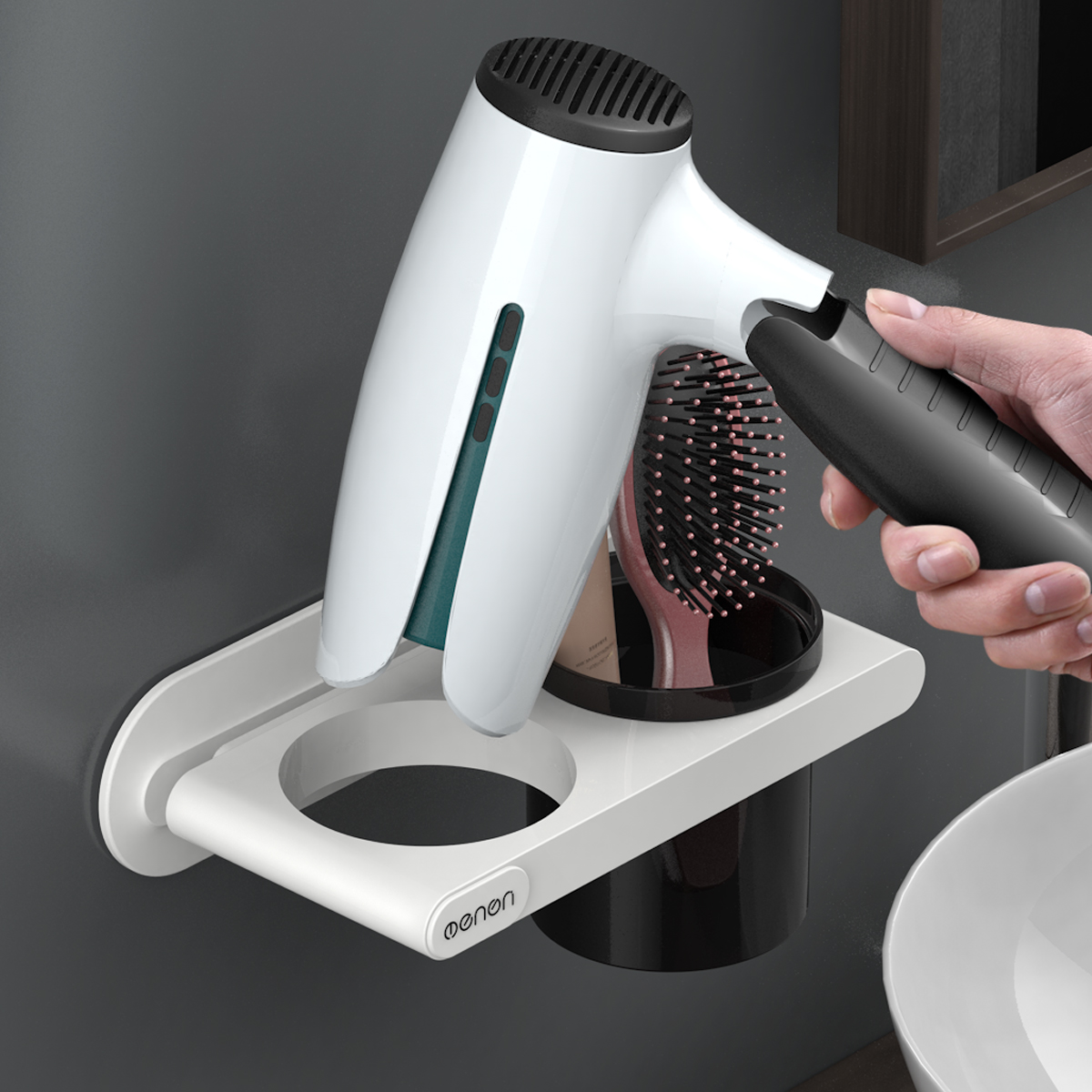 Hair Dryer Shelve Free to punch Home Shelf Bathroom Shelve Universal Hair Dryer Wall-mounted Shelf shelf
