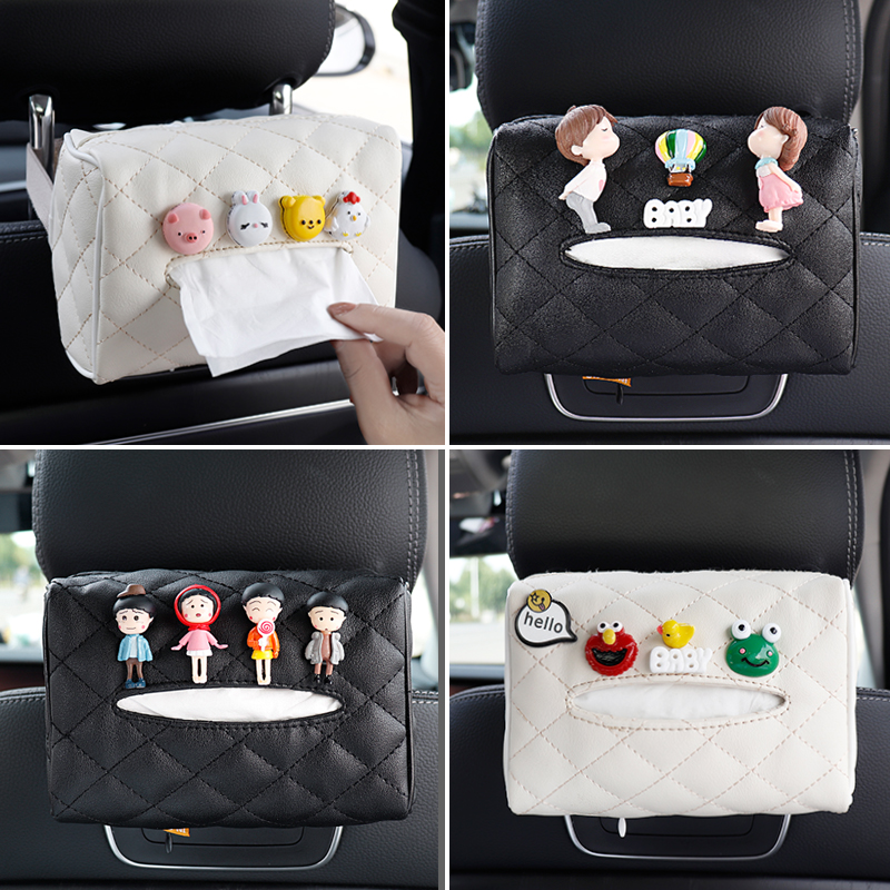 Car tissue box creative cute car removable toilet paper bag car interior decoration supplies complete car hanging toilet paper box