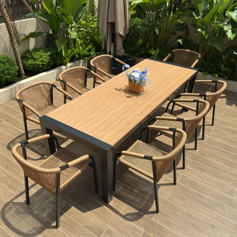 Outdoor Rattan Table and Chair Set, Modern and Simple for Patio and Garden, Leisure Waterproof and Sun-Resistant Anti-Corrosion Dining Table and Chair Set Outdoor Rattan Table and Chair Set, Modern and Simple for Patio and Garden, Leisure Waterproof and Sun-Resistant Anti-Corrosion Dining Table and Chair Set