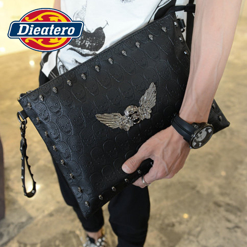 New Tide Cards Men's Hands Bag European and American Fashion Leisure Handbags Men's Young Handheld Pack Handbag Letter Enveloping