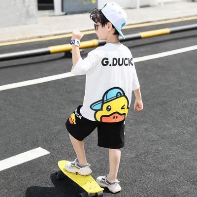 童装男童夏装套装韩版2021新款男孩中大儿童夏季短袖两件套可爱