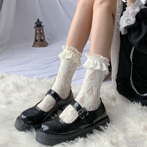 Socks womens mid-tube socks tide ins lace mesh socks black stockings net red princess socks piles of socks